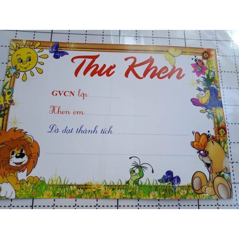 Combo 10 thư khen thưởng học sinh, in giấy bìa, kích thước a5