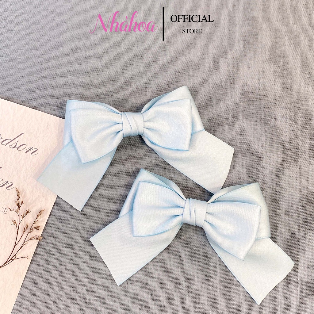 Kẹp Tóc Kẹp Mái Nơ JISOO BLACKPINK Chất Lụa Mờ Màu Đen - Chính Hãng NHÀ HOA