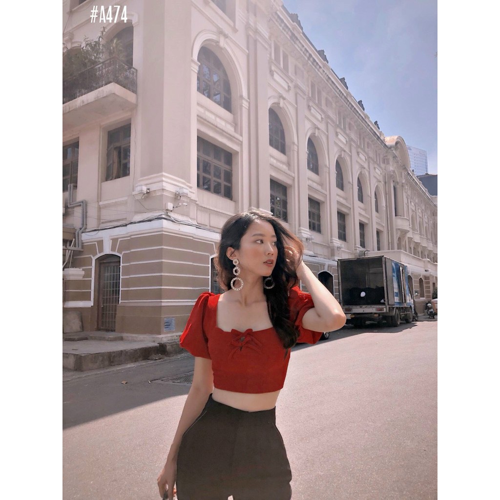 ÁO CROPTOP NƠ, hở lưng sexy phù hợp đi chơi Noel [Moment House]
