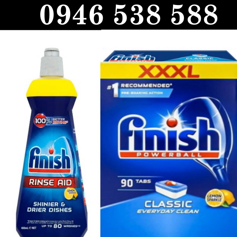 Combo Viên rửa chén Finish Classic 90 tabs + Nước làm Bóng Finish 400ml Finish.edu.vn