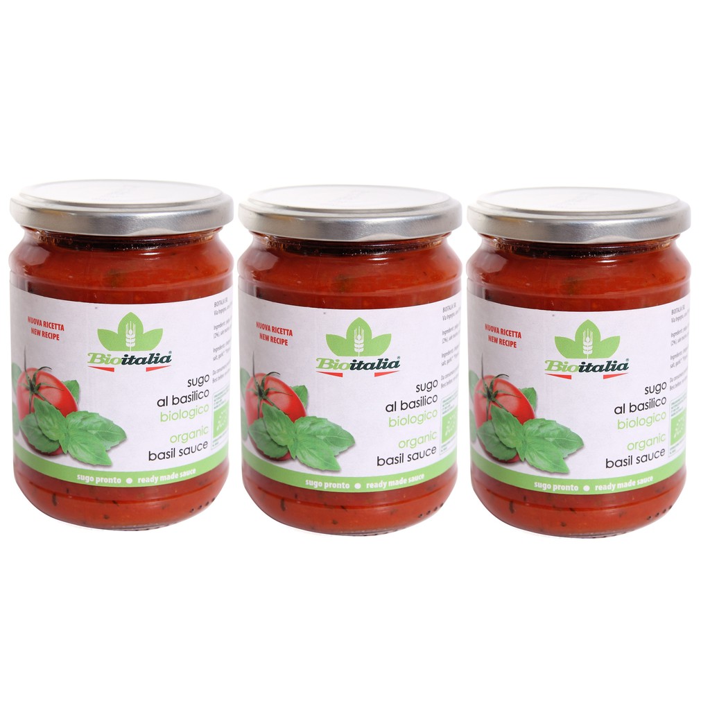 Nước Sốt Húng Quế Basil Hữu Cơ BioItalia (350g) - Lốc 3 Hộp