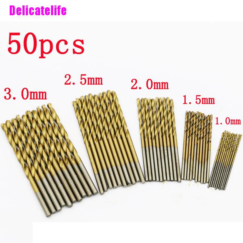 Bộ 50 Mũi Khoan Hss Mạ Thép Phủ Titan Dùng Khoan Gỗ Và Kim Loại