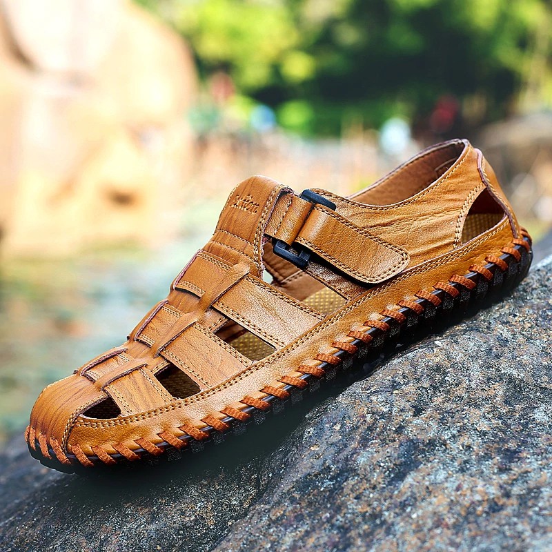 Giày sandal làm từ da thật thoáng khí thời trang nam năng động
