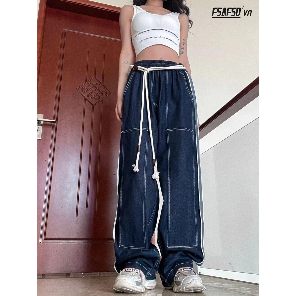 Quần Jeans Nữ Dài Ống Rộng Thời Trang vintage