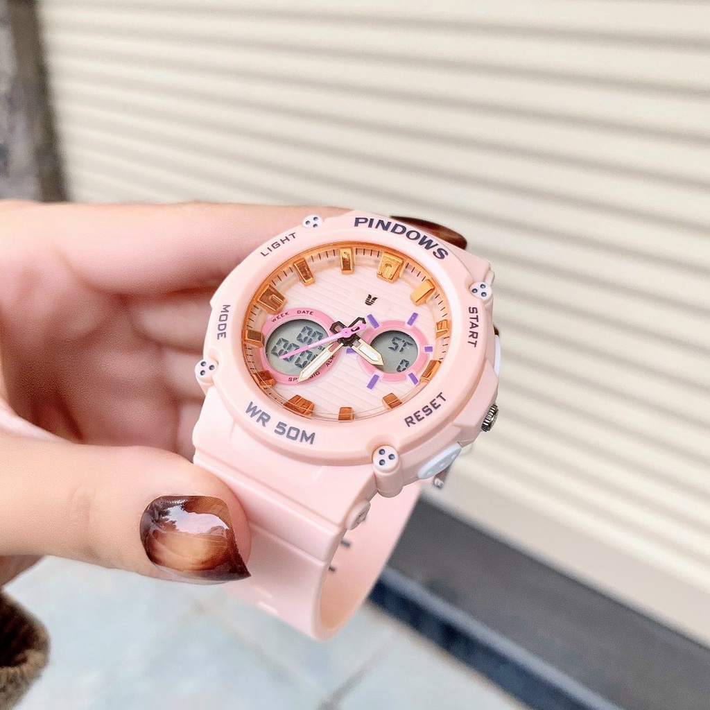 Đồng hồ thể thao nam nữ dây nhựa chính hãng thời trang mặt tròn, chống nước Pindows PD-622