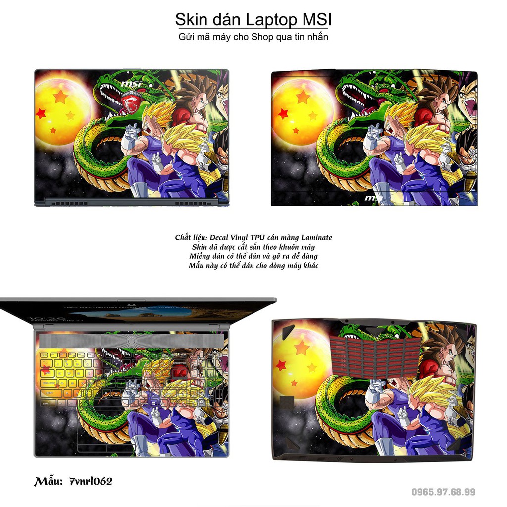 Skin dán Laptop MSI in hình Dragon Ball (inbox mã máy cho Shop)