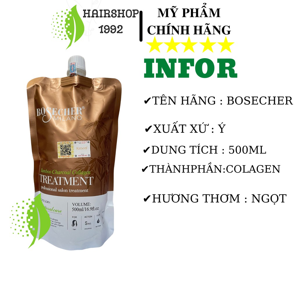 Kem Ủ Tóc Hấp Tóc Colagen Bosecher Phục Hồi Tóc Hư Tổn | Ủ Tóc Siêu Mượt 500ml | Phiên Bản Cải Tiến Colagen Karseell