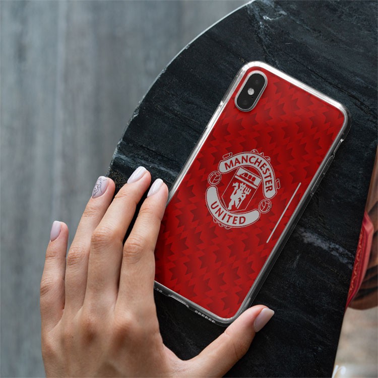 Ốp bóng đá logo Man utd ốp lưng nhựa dẻo nền đỏ clb manchester dành cho Iphone 5 đến 12 promax FOO20210227