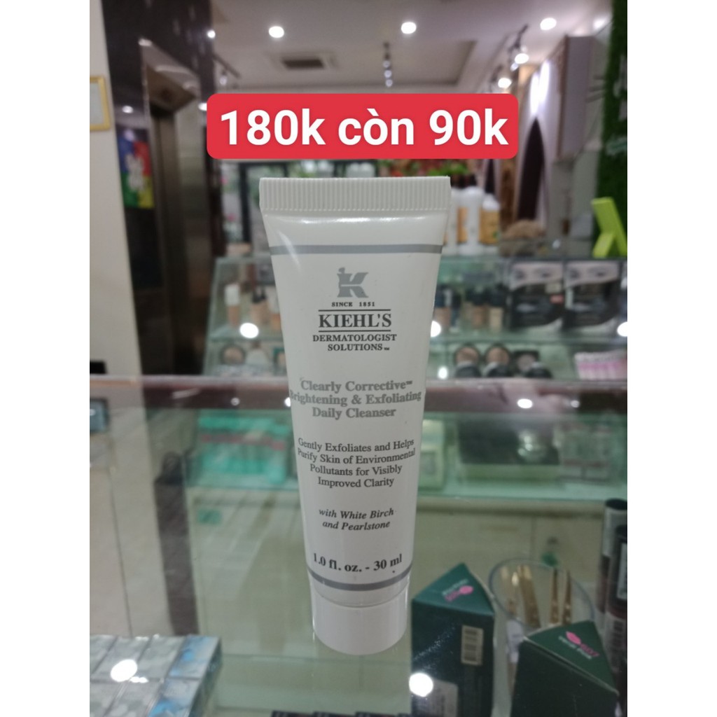 Sữa rửa mặt trắng da Kiehl’s Clearly Corrective Brightening Exfoliating Daily Cleanser 30ml