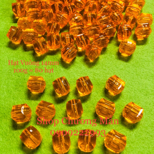 100G Chuỗi Hạt Vuông 14mm Làm Cây Tài Lộc May Mắn