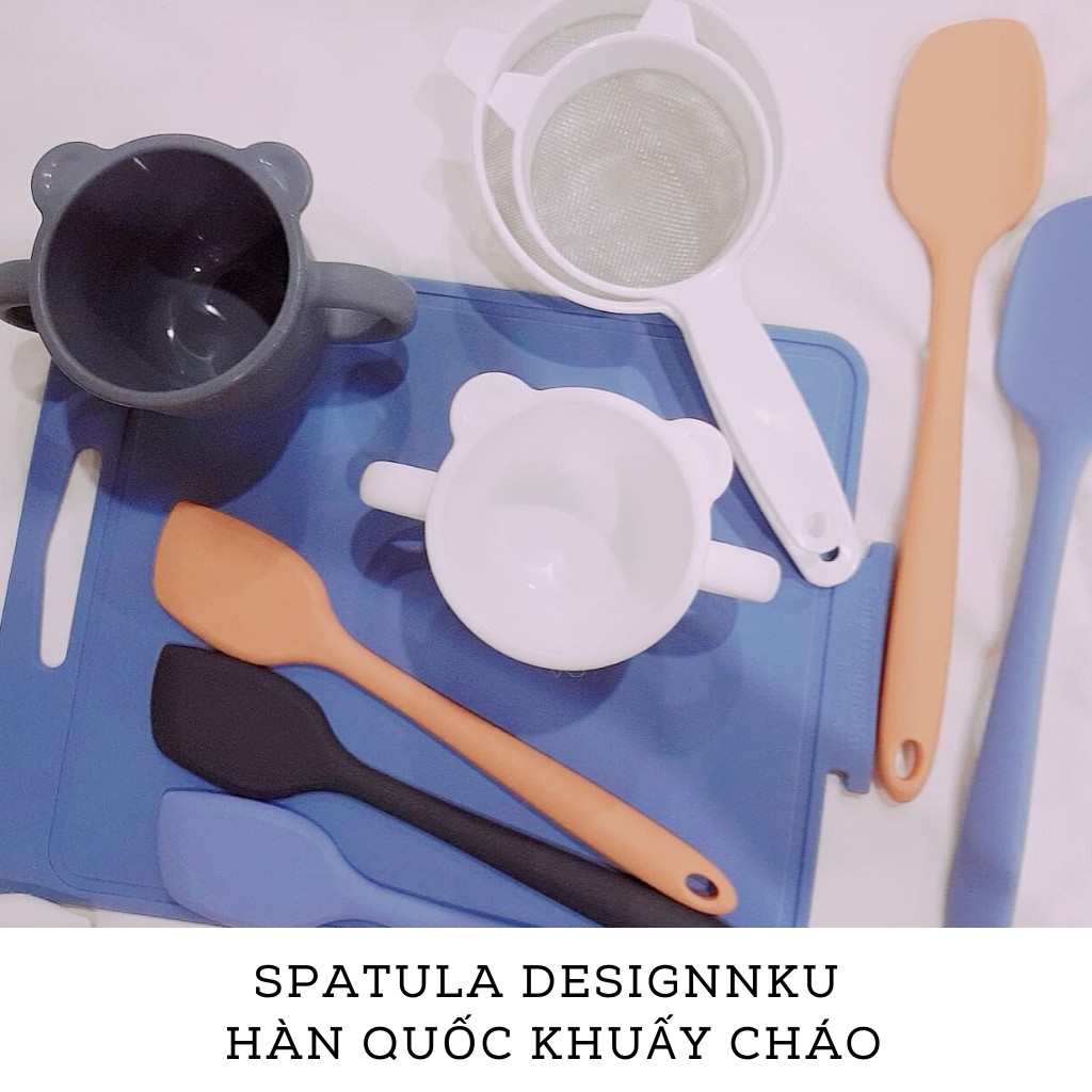 SPATULA PHỚI THÌA MUÔI KHUẤY BỘT ĐẦU CHÉO 100% SILICON DESIGNNKU HÀN QUỐC