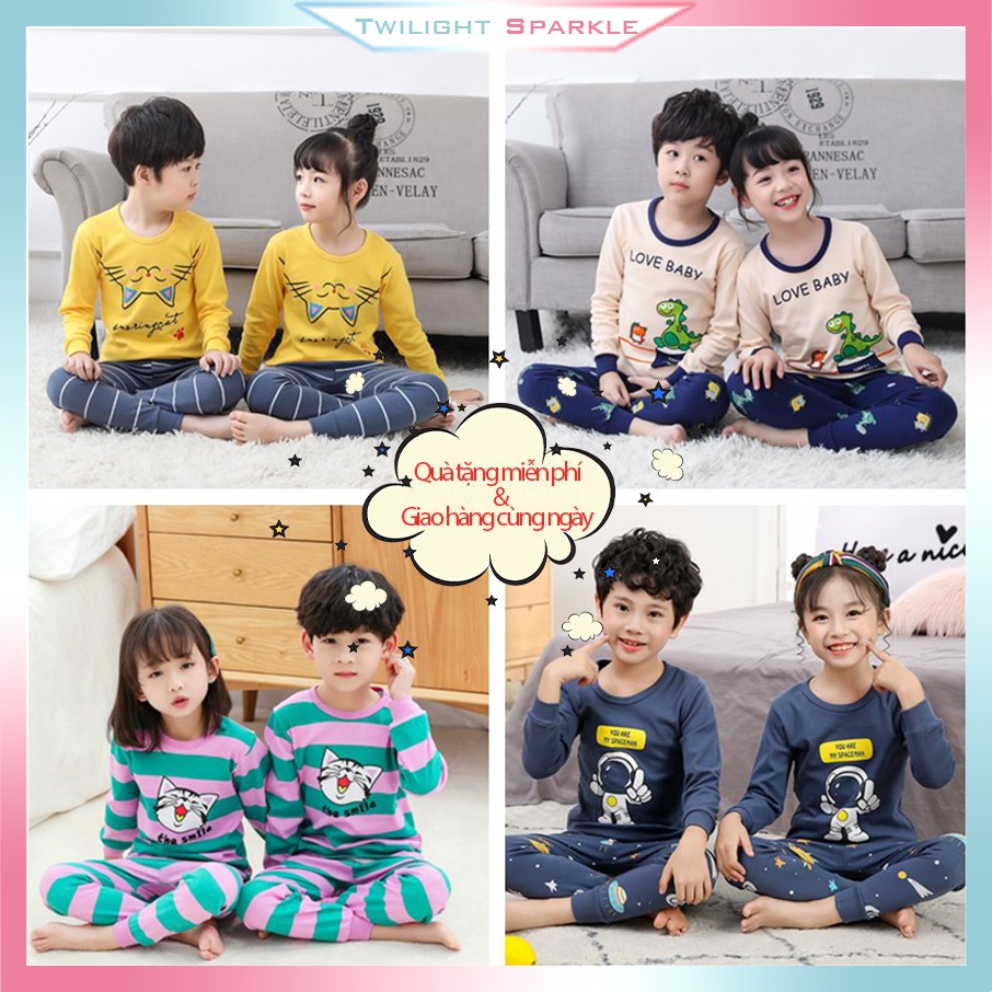 Bộ Đồ Ngủ Pajamas Cotton In Hoạt Hình Cho Bé