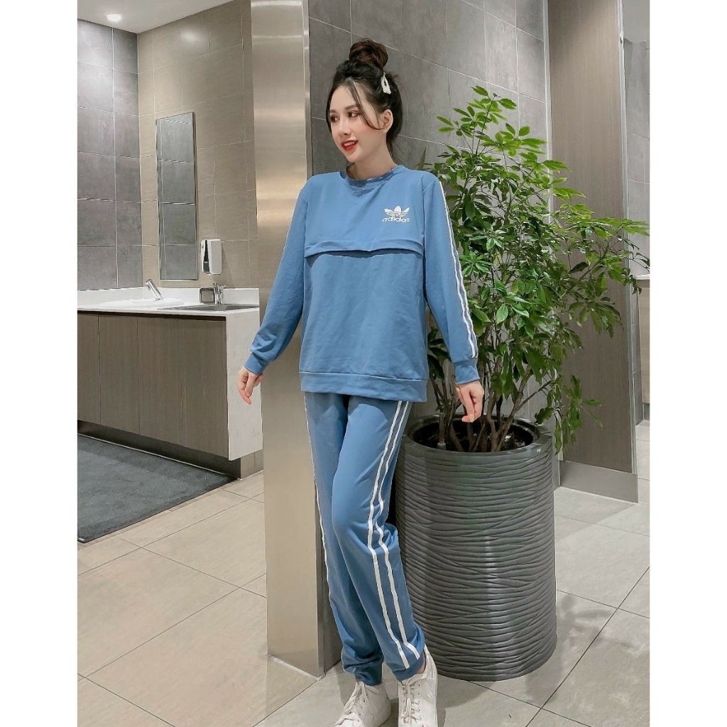 Bộ đồ bầu dài tay có khóa ti M224 chất da cá freesize từ 45 đến 75kg