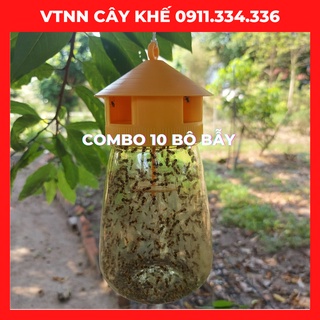 Bẫy ruồi vàng có thuốc ruồi vàng, thuốc diệt ruồi vàng dùng cho cây ăn trái, phong lan, rau màu - 10 bộ bẫy