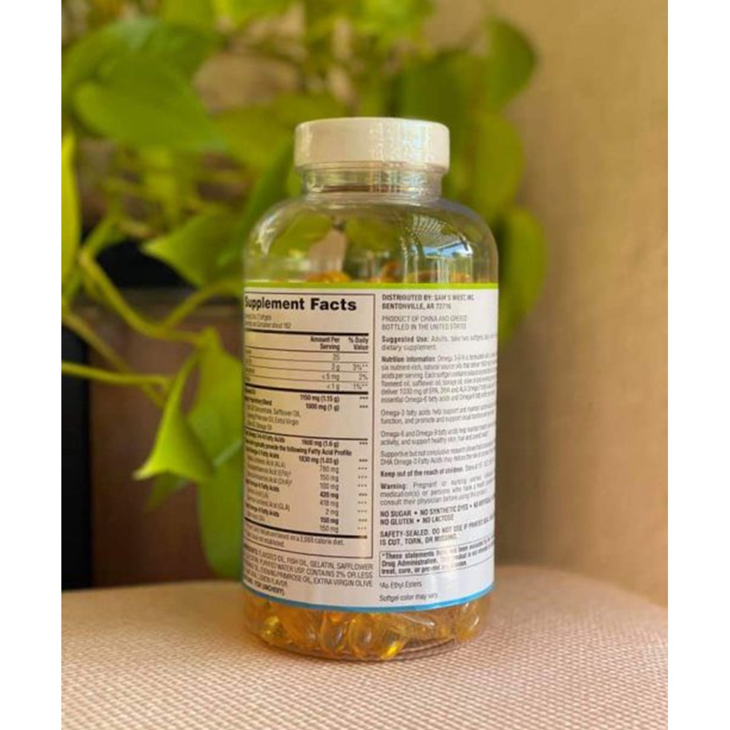 Viên Uống Dầu Cá Member’s Mark Omega 3-6-9 Supports Heart Health 325 Viên