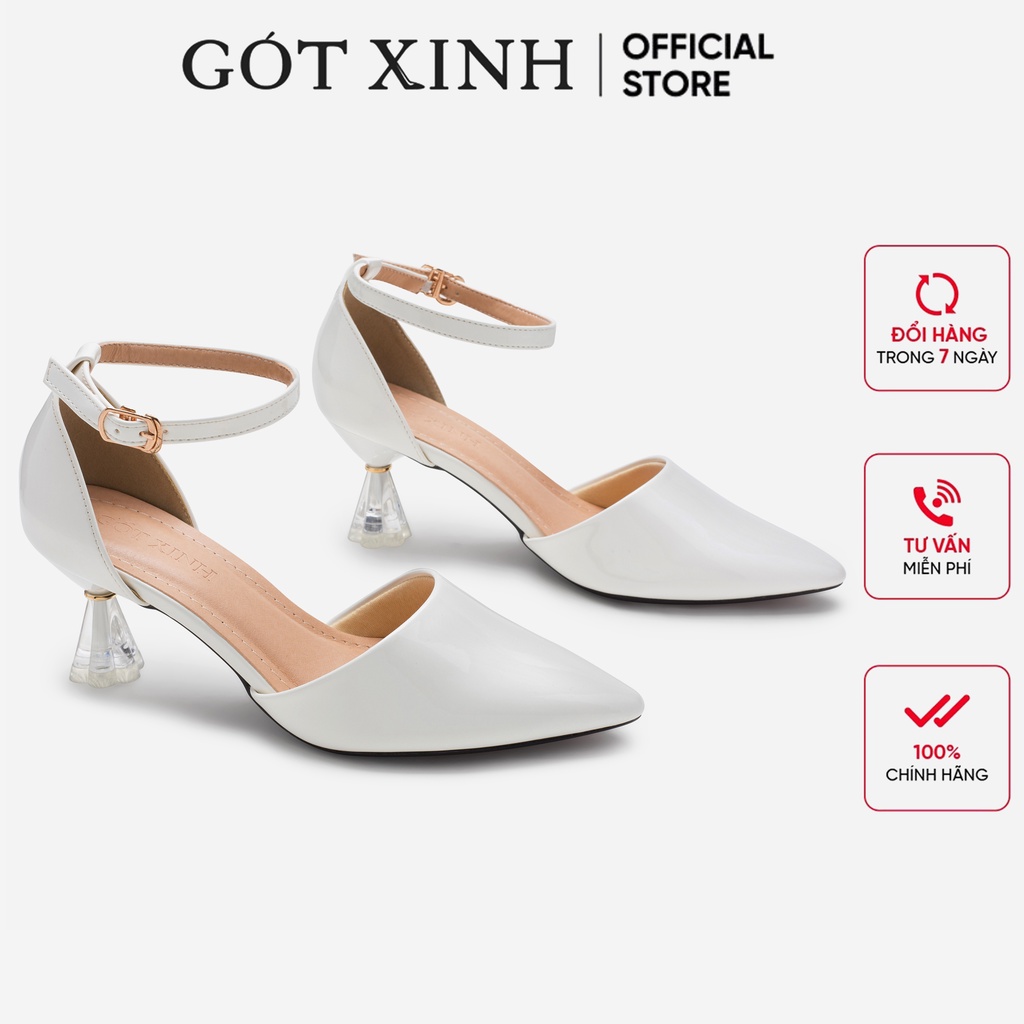 Giày cao gót GÓT XINH G9 da bóng đế kiểu có quai hậu cao 5cm