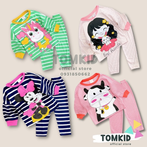 Đồ ngủ cho bé gái, đồ bộ dài tay cánh dơi bé gái chất cotton Borip chính phẩm mềm mịn không nhão vải 8-23kg Tomkids