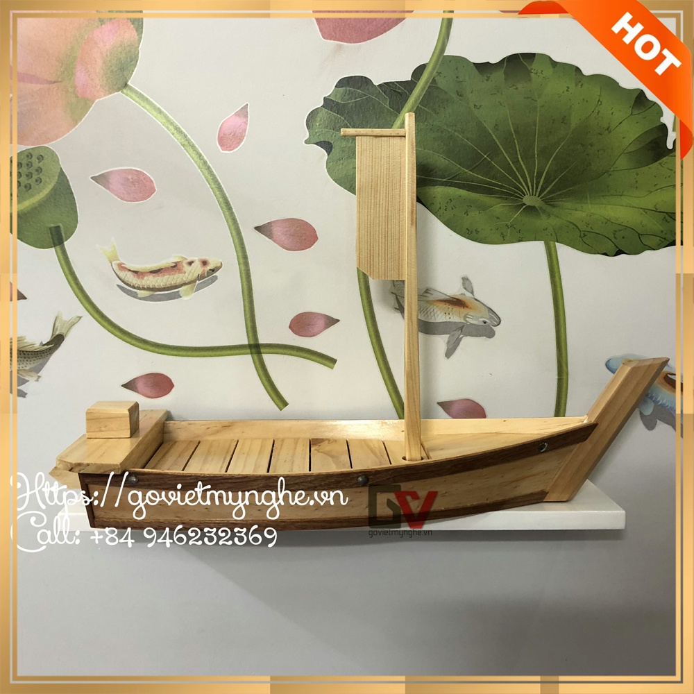Khay thuyền gỗ trang trí món ăn sushi sashimi lẩu hải sản cho nhà hàng - Gỗ thông nhập khẩu