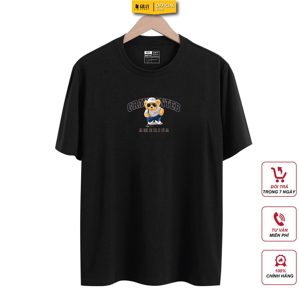 Áo thun nam nữ cổ tròn họa tiết hình Golf Bear GRAYHOMME vải Cotton xu xịn dáng unisex - TSG203
