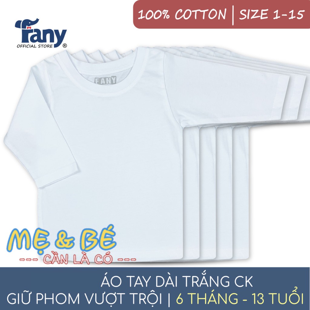 Áo Tay Dài Trắng Cho Bé Mặc Nhà Fany