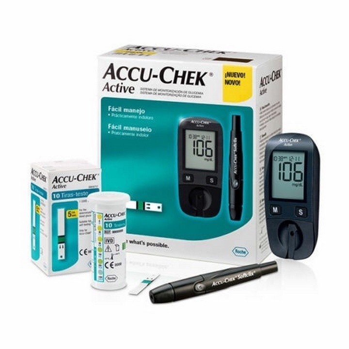 [CHÍNH HÃNG] Máy ĐO ĐƯỜNG HUYẾT Accu Chek Active Tặng Thêm 15 Que Thử+15 Kim Lấy Máu,Máy Đo Tiểu Đường Cao Cấp BH 5 Năm