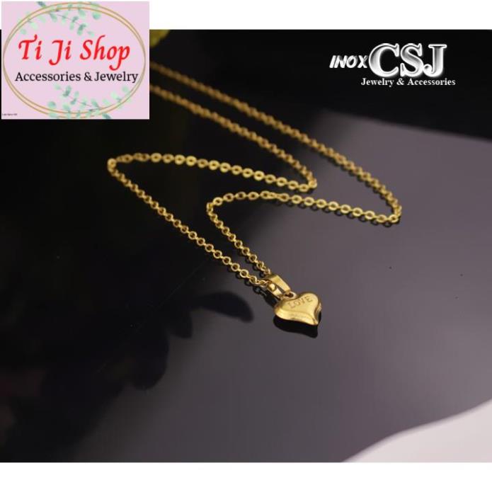 DÂY CHUYỀN INOX TRÁI TIM MẠ VÀNG - siêu đẹp,