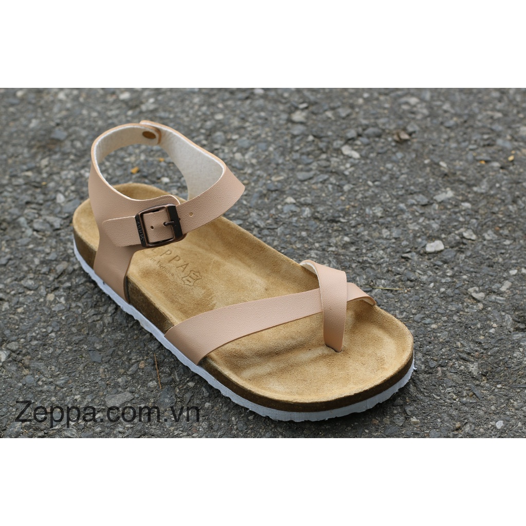 ZEPPA chính hãng - Da PU - Sandal xỏ ngón chéo màu hồng pastel MS: SHPU1 (Size: 35-43) - Sandal đế trấu nữ