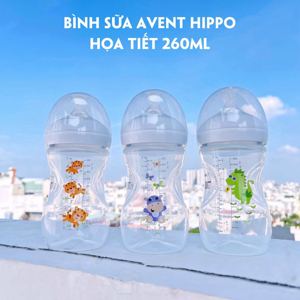 Bình sữa mô phỏng tự nhiên hiệu Philips Avent có họa tiết ( 260ml ) cho trẻ từ 1 tháng tuổi