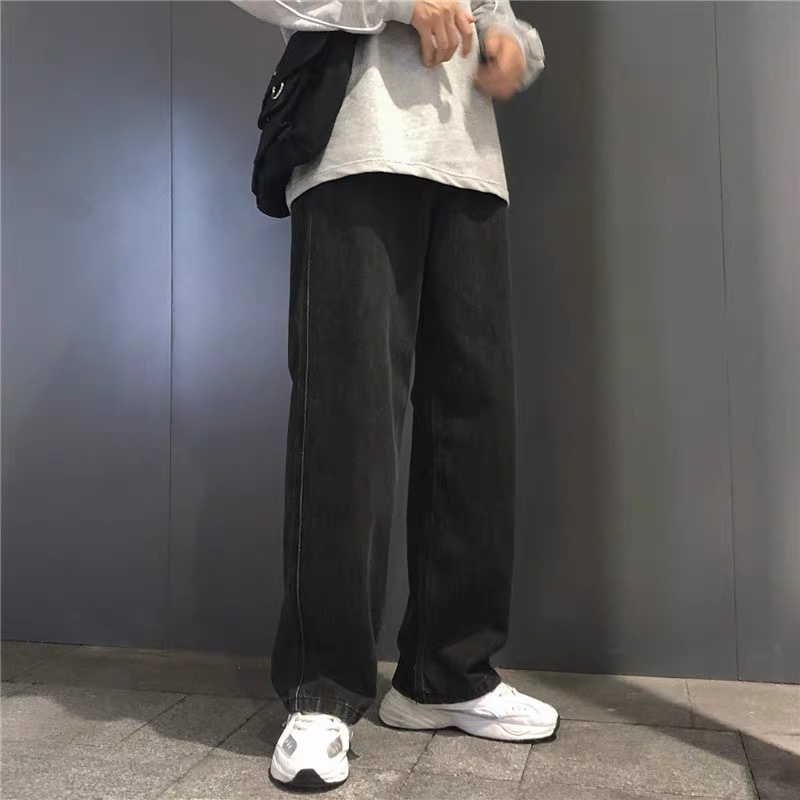 Quần Ống Rộng Nam Nữ Unisex, Quần Jean Nam Trơn Đen Form Rộng Ống Suông Vải Dày, Mix Đồ Xuống Phố Cực Dễ. | BigBuy360 - bigbuy360.vn