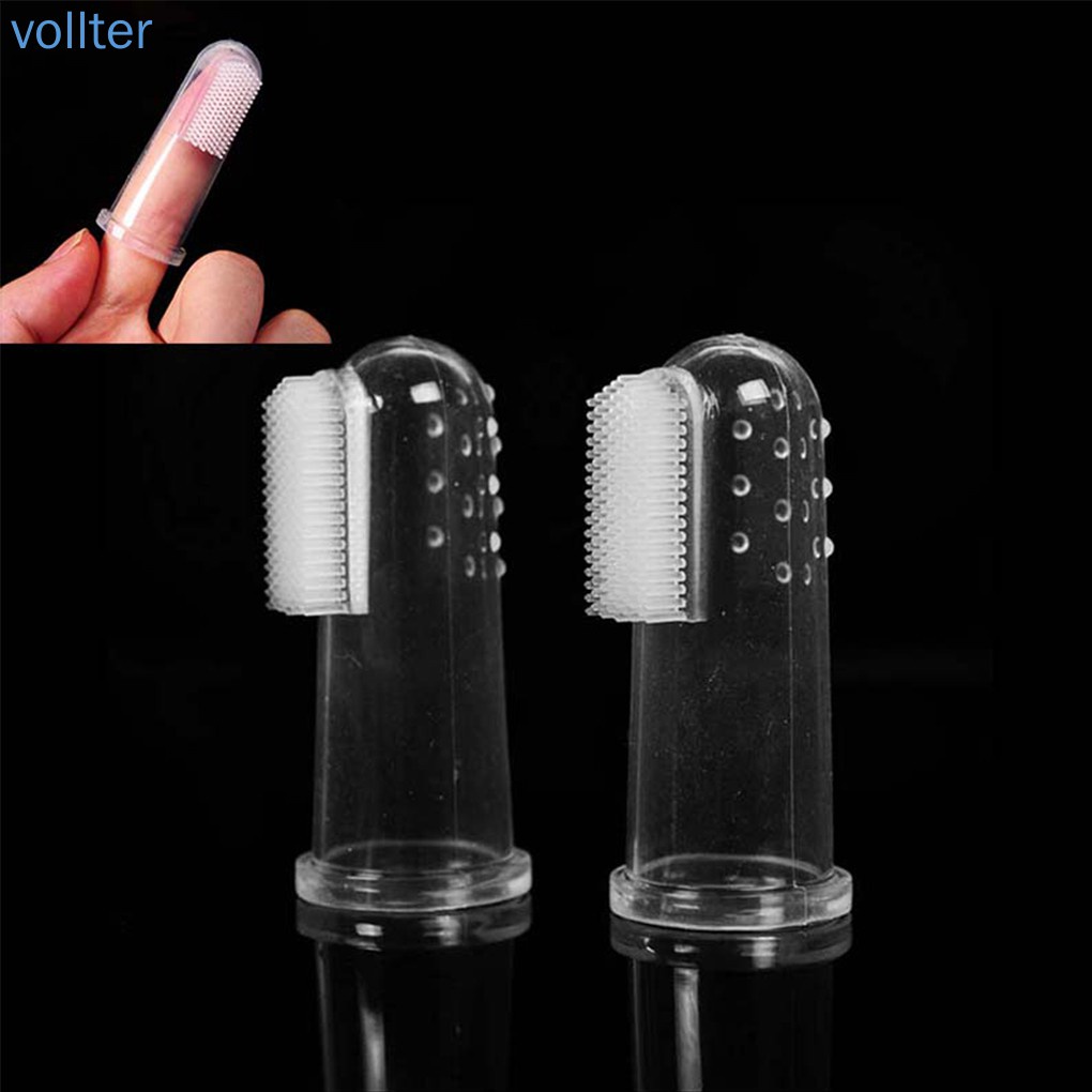 Bàn chải đánh răng cho chó mèo bằng silicone mềm - Bàn chải đánh răng gắn ngón tay cho thú cưng - qpet