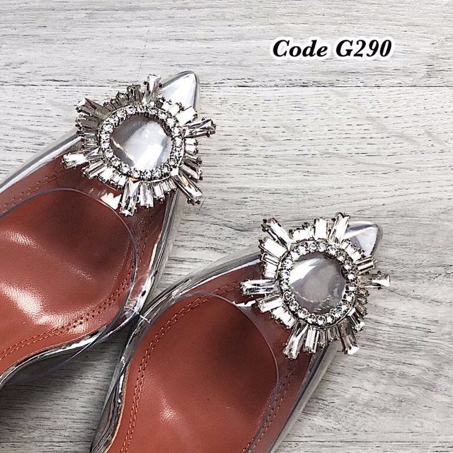 [Siêu sale ngày lễ] Giày sandal công chúa quai trong hoa đá gót nhọn 6p cực dễ đi sang chảnh