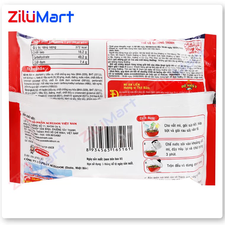 Mì Đệ Nhất vị thịt bằm  loại 82g