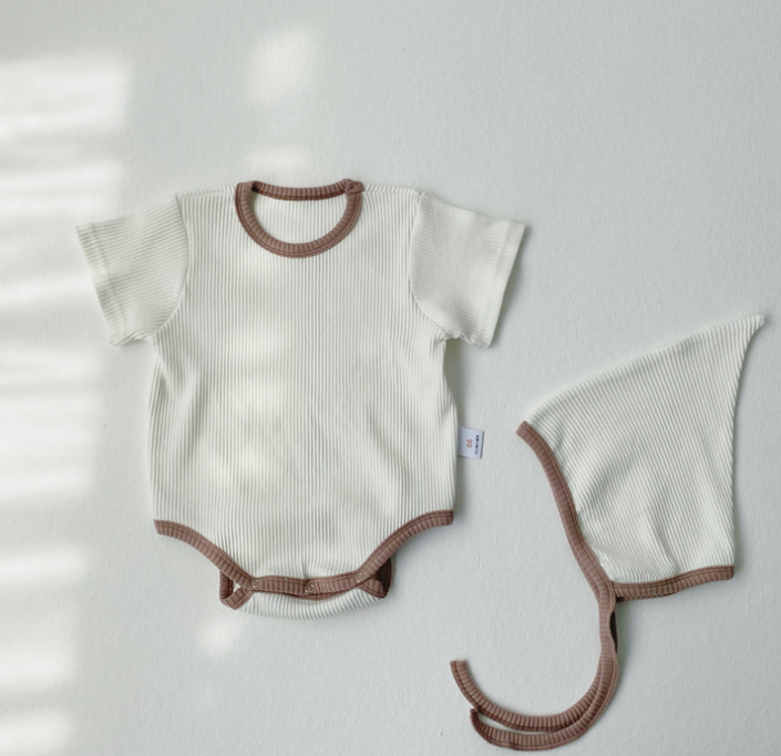 Bộ áo liền quần cotton kiểu dáng xinh xắn dành cho em bé sơ sinh