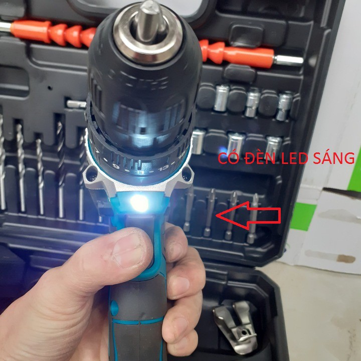 Máy Khoan Pin Bê Tông Bắt Vít MAKITA26V - 3 chức năng- 2 Pin 4Ah [ Tặng Phụ kiện 24 chi tiết] - Khoan Sắt, Gỗ, Bắn Vít