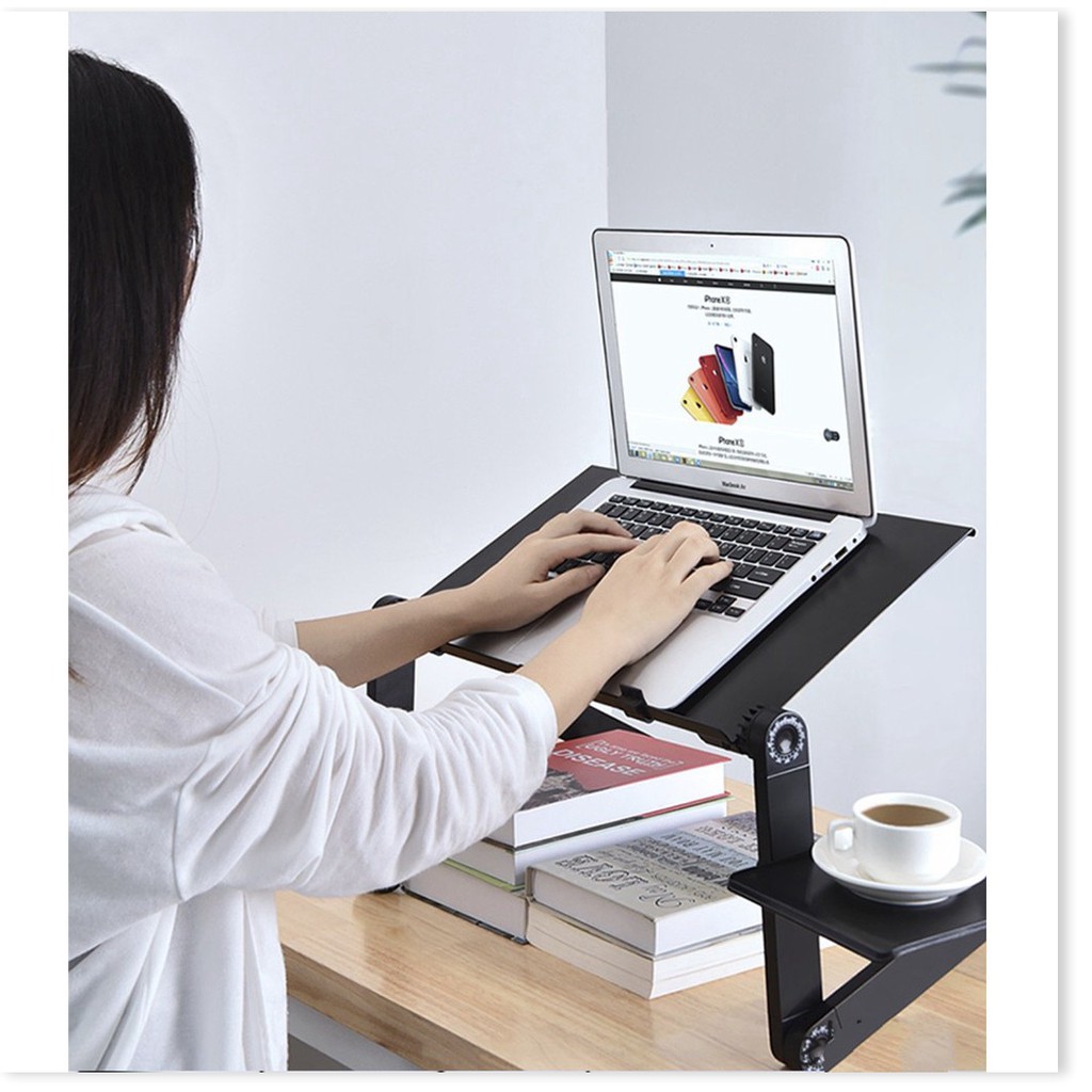 (Có giá đỡ chuột và quạt tản nhiệt] Bàn học gấp gọn thông minh mini, Bàn để Laptop đa năng trên giường tiện dụng