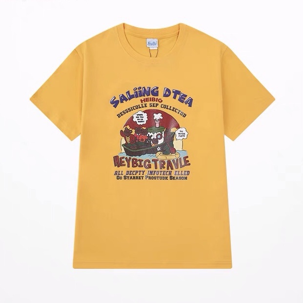 Áo thun unisex tay lỡ, Áo phông unisex form rộng Nelly Heybig streetstyle 100% cotton in hình cute màu vàng M5