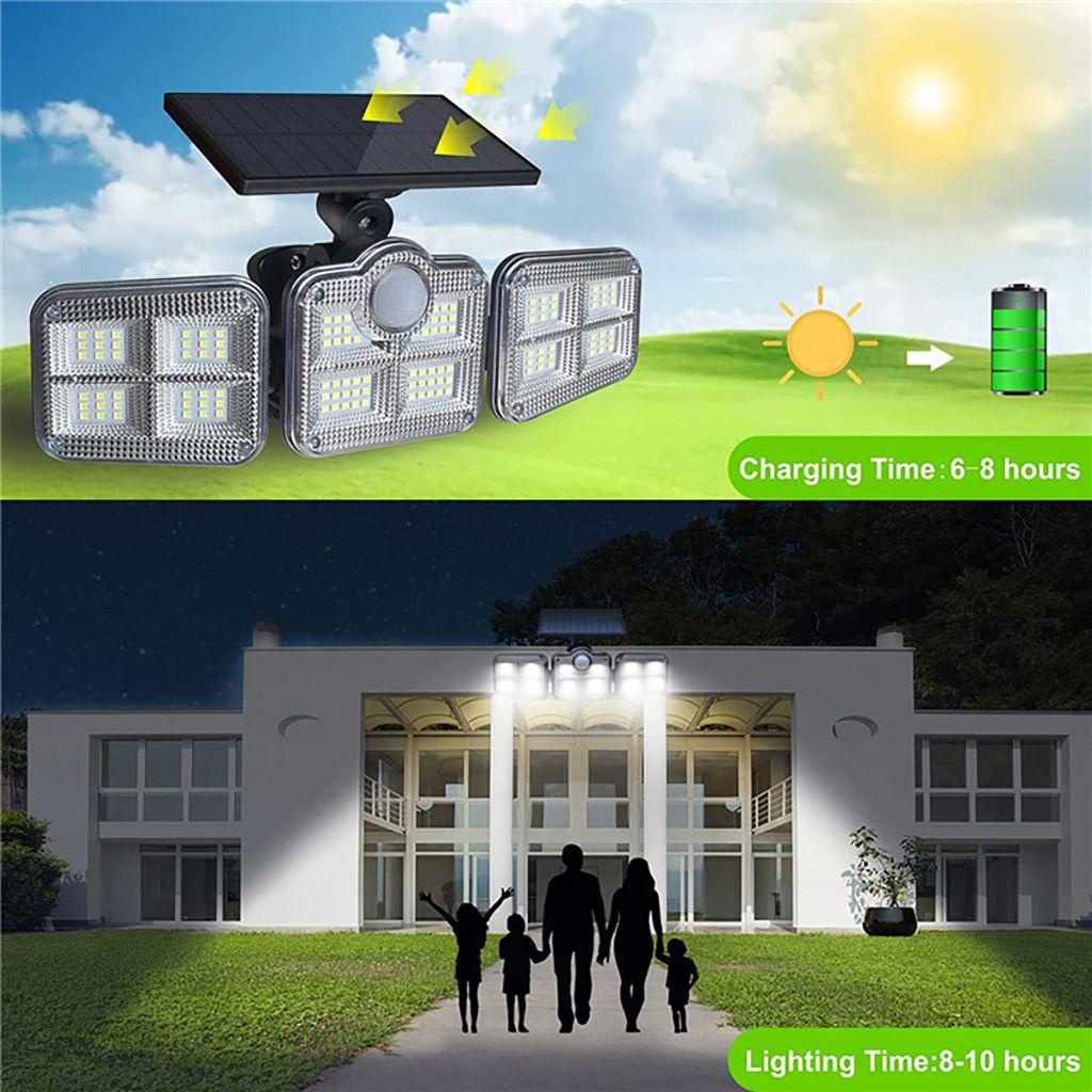 Đèn Led 3 Đầu Cảm Biến Góc Rộng Sử Dụng Năng Lượng Mặt Trời