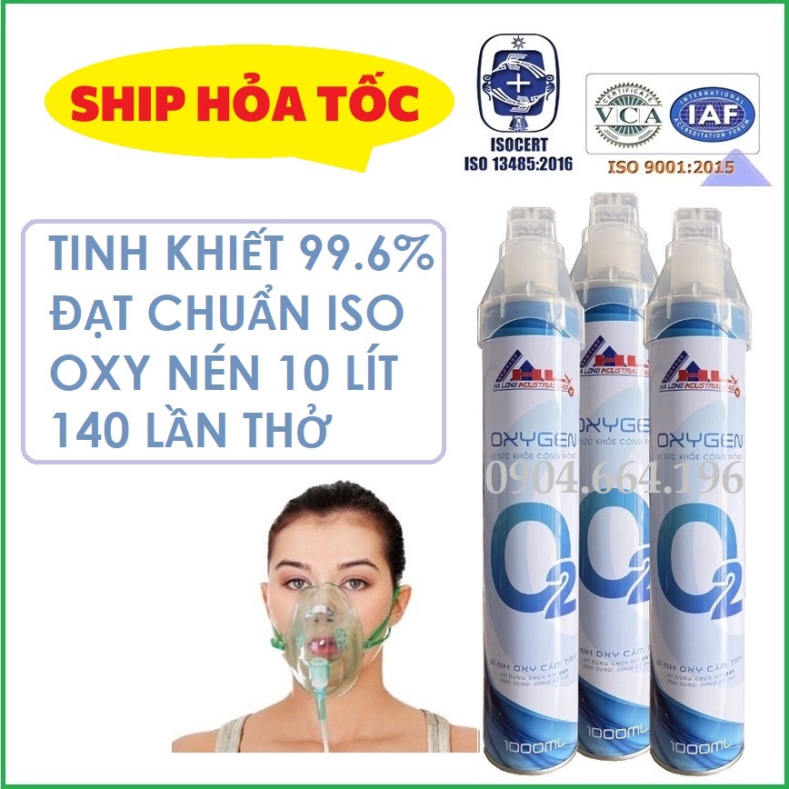 Bình oxy mini cầm tay - Dung tích 10 lít oxi tinh khiết 99.6%