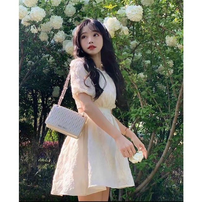 Đầm Hở Lưng Xoè Ngắn JARI-CLOTHES Cổ Hạt Xinh Nơ Dễ Thương Tay Ngắn