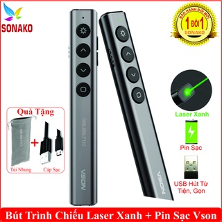 Bút Trình Chiếu Laser Xanh, Pin Sạc, Dùng Cho Màn LED, LCD, Màn Chiếu Vson N39
