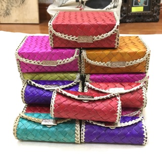 Hộp cói mini đựng son, đồ trang điểm, có gương