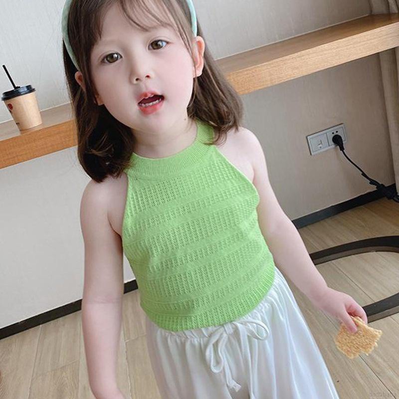 Áo Croptop Hai Dây Màu Sắc Xinh Xắn Thời Trang Mùa Hè Năng Động Cho Bé Gái 0-6 Tuổi