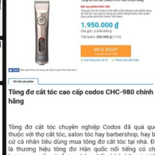 Tông đơ Codos 980 cao cấp