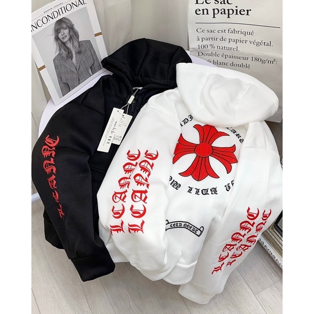 Áo hoodie chữ thập in tay TH6