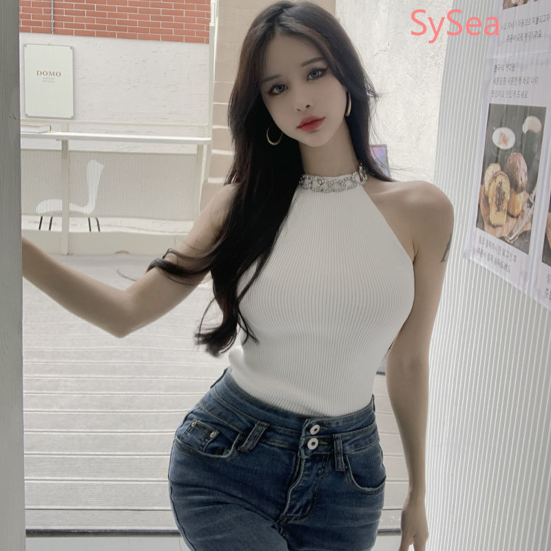 Áo dệt kim sát nách dáng ôm quyến rũ cho nữ mùa hè