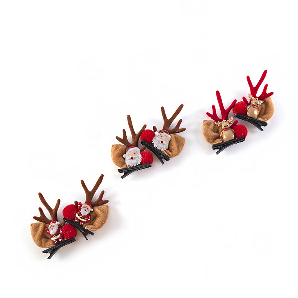 Cặp Kẹp Tóc Hình Đôi Tai Tuần Lộc / Ông Già Noel Dễ Thương Cho Bé Gái