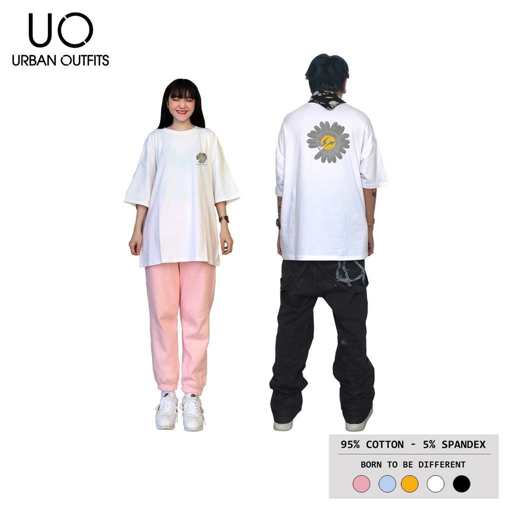 2 Màu ATO08 Áo Thun Tay Lỡ Nữ Nam Form Rộng URBAN OUTFITS IN Hoa Cúc Flash Cotton 4 Chiều Local Brand