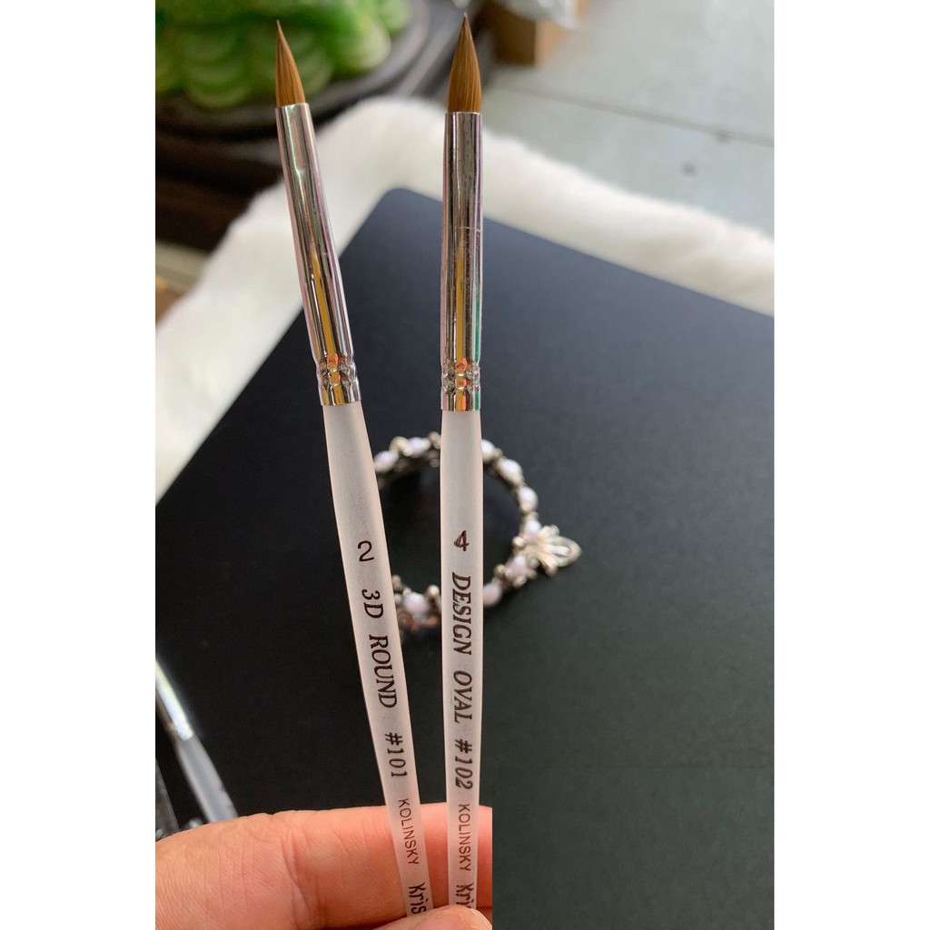 Cọ Đắp Hoa Bột Cán Nhựa Trong, Loại Tròn Dễ Đắp Số 2, 4