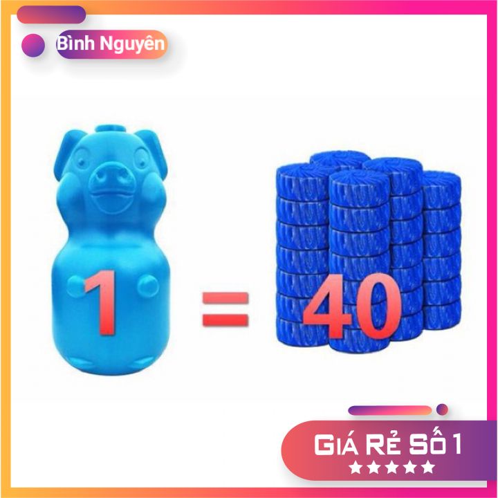 Lọ thả bồn cầu, thả bồn cầu hình con lợn hương chanh bạc hà diệt khuẩn khử mùi hôi
