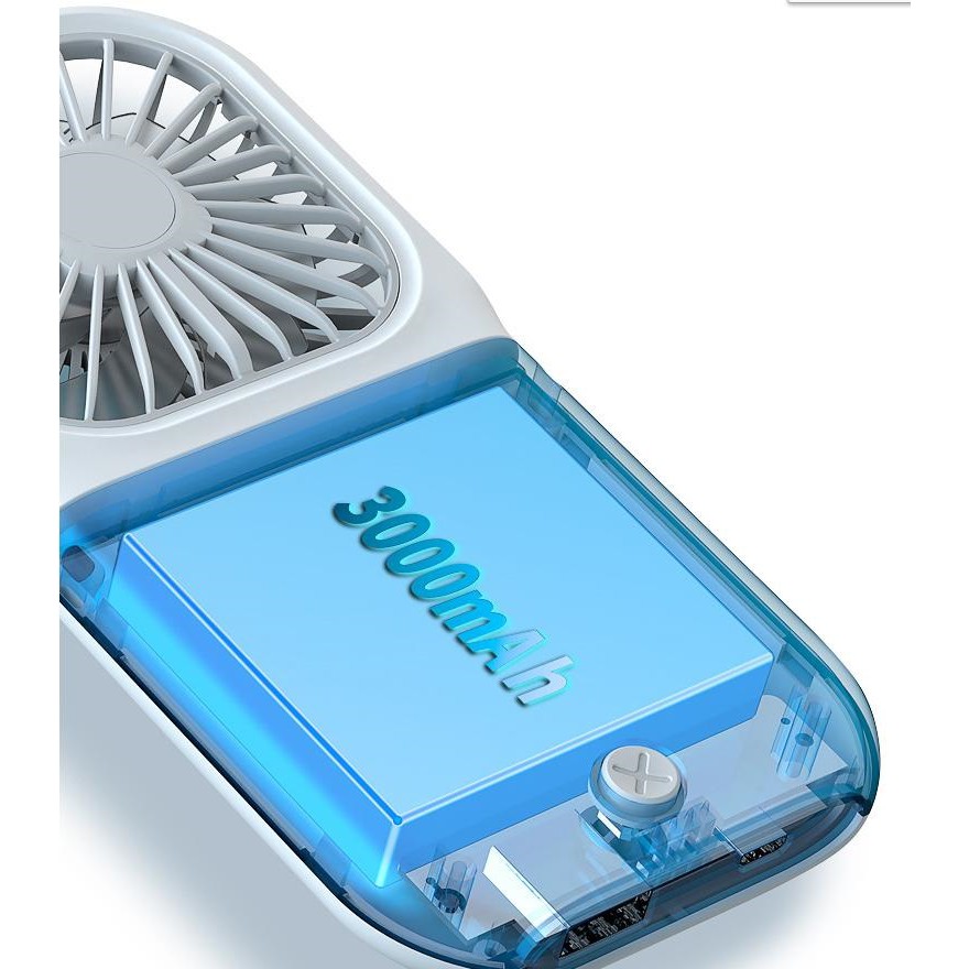 Quạt Sạc Đeo Cổ Kèm Pin Dự Phòng Foldable fan 3000mAh -Quạt Mini Sạc Usb -Để Bàn- Dây đeo tiện lợi | BigBuy360 - bigbuy360.vn